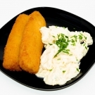 Fried fish fillet with mayonnaise potatoes BREAD